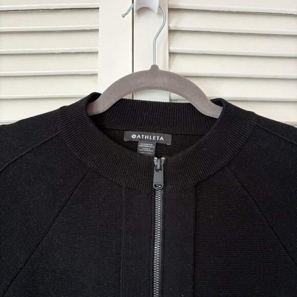 Athleta Sequoia Sweater XS black full zip bomber jacket - Picture 4 of 11